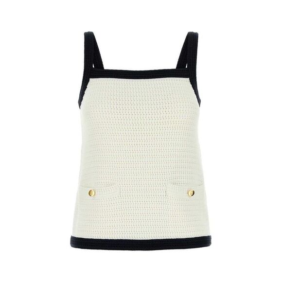 GUCCI Knit Square Neck Tank Top Women WHITE T-Shirts & Tops